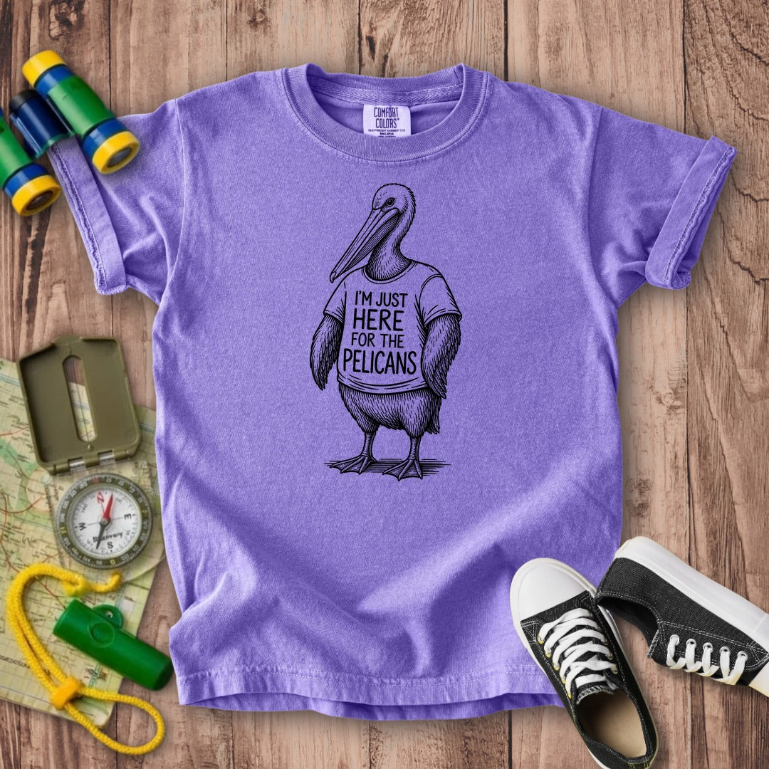 I'm Just Here for the Pelicans Kids Cotton T-Shirt