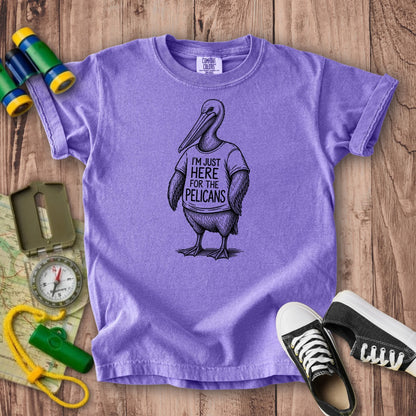 I'm Just Here for the Pelicans Kids Cotton T-Shirt