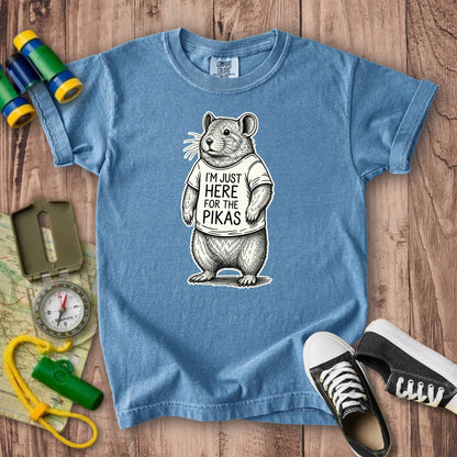 I'm Just Here for the Pikas Kids Cotton T-Shirt