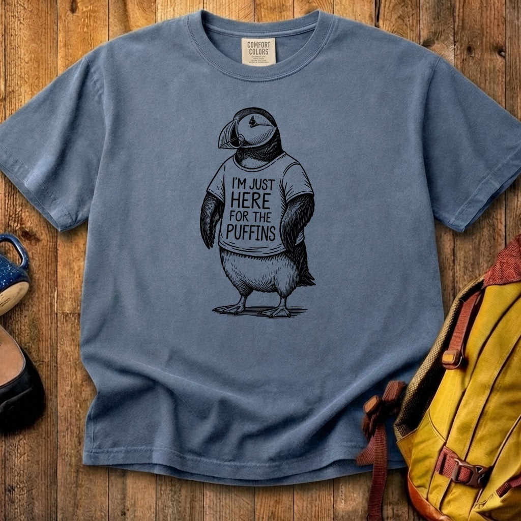 I'm Just Here for the Puffins Cotton T-Shirt