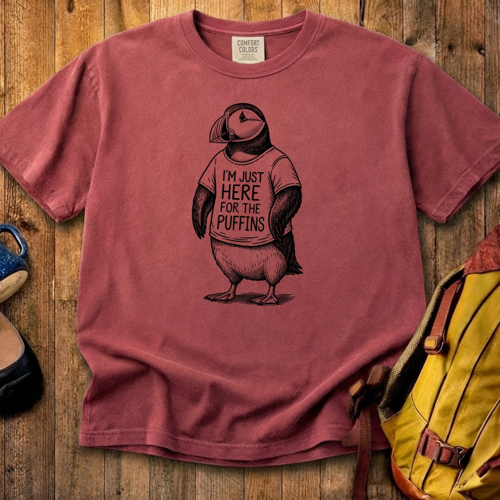 I'm Just Here for the Puffins Cotton T-Shirt