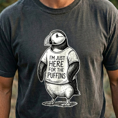 I'm Just Here for the Puffins Cotton T-Shirt
