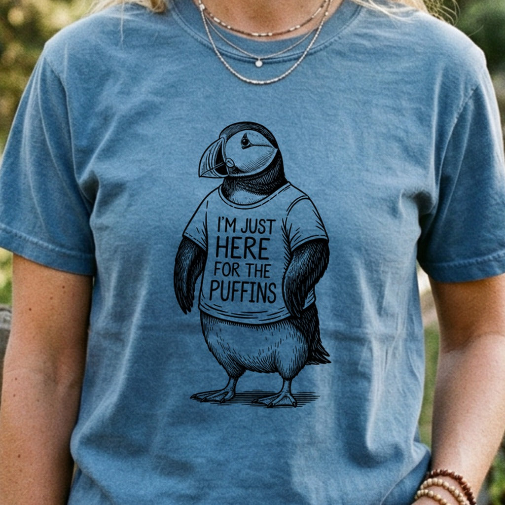 I'm Just Here for the Puffins Cotton T-Shirt