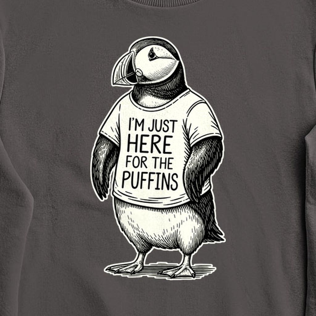 I'm Just Here for the Puffins Crewneck Sweatshirt