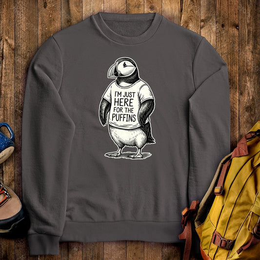 I'm Just Here for the Puffins Crewneck Sweatshirt