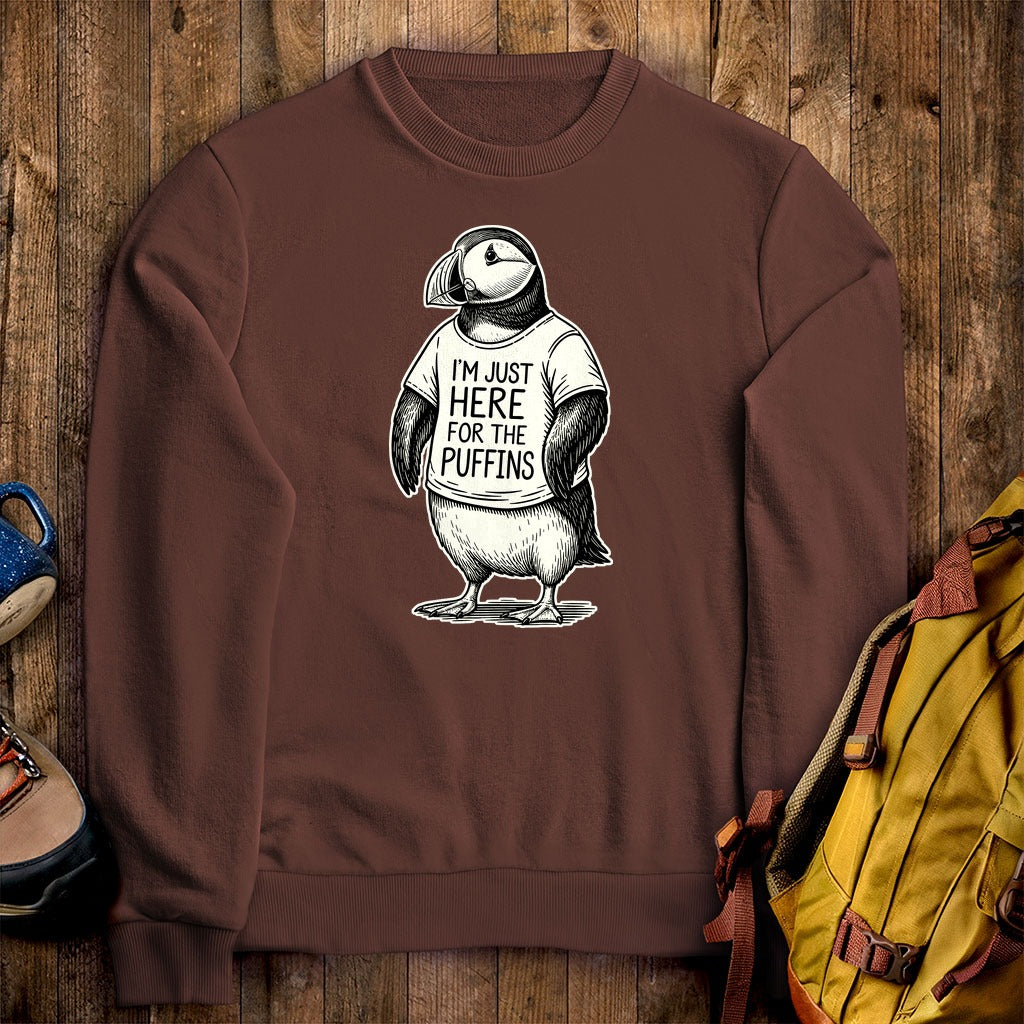 I'm Just Here for the Puffins Crewneck Sweatshirt