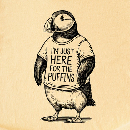 I'm Just Here for the Puffins Kids Cotton T-Shirt