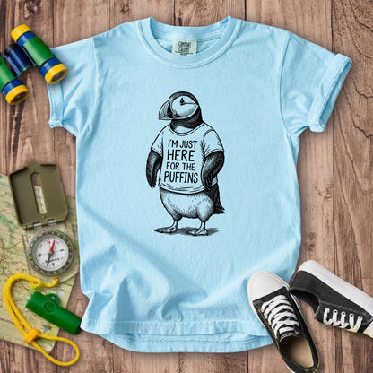 I'm Just Here for the Puffins Kids Cotton T-Shirt
