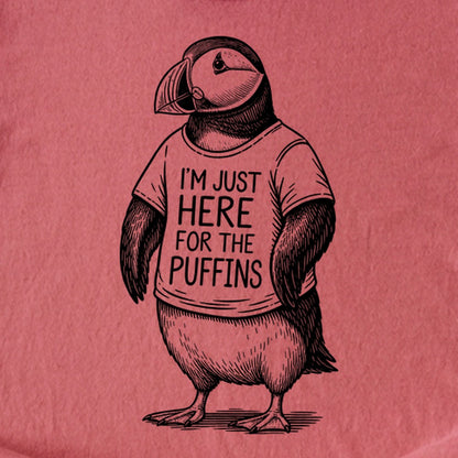 I'm Just Here for the Puffins Kids Cotton T-Shirt