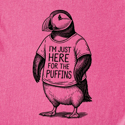 I'm Just Here for the Puffins Kids Cotton T-Shirt