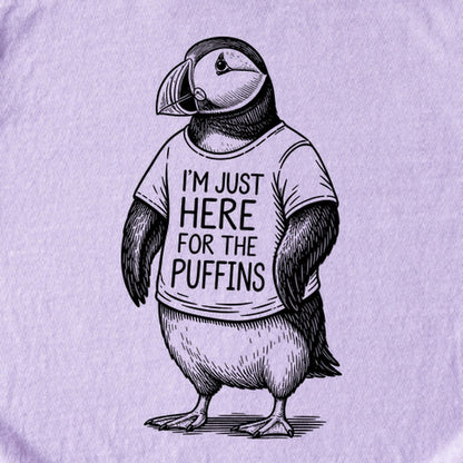 I'm Just Here for the Puffins Kids Cotton T-Shirt