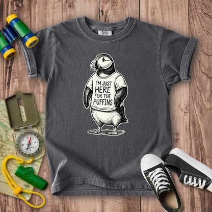 I'm Just Here for the Puffins Kids Cotton T-Shirt