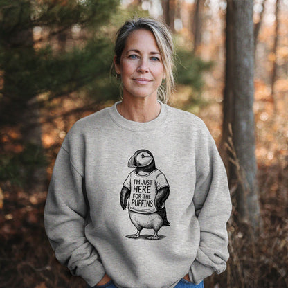 I'm Just Here for the Puffins Crewneck Sweatshirt