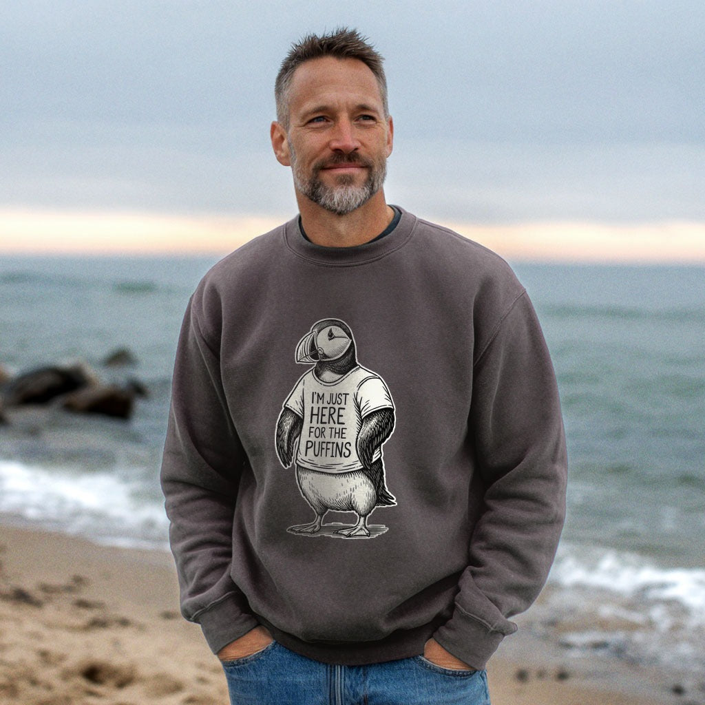 I'm Just Here for the Puffins Crewneck Sweatshirt