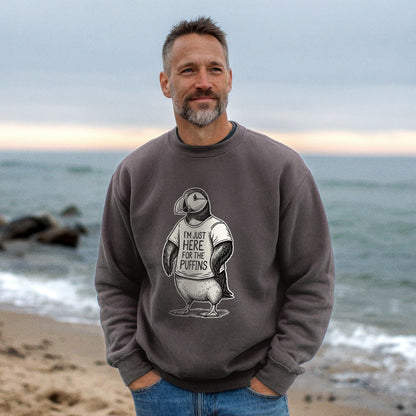 I'm Just Here for the Puffins Crewneck Sweatshirt