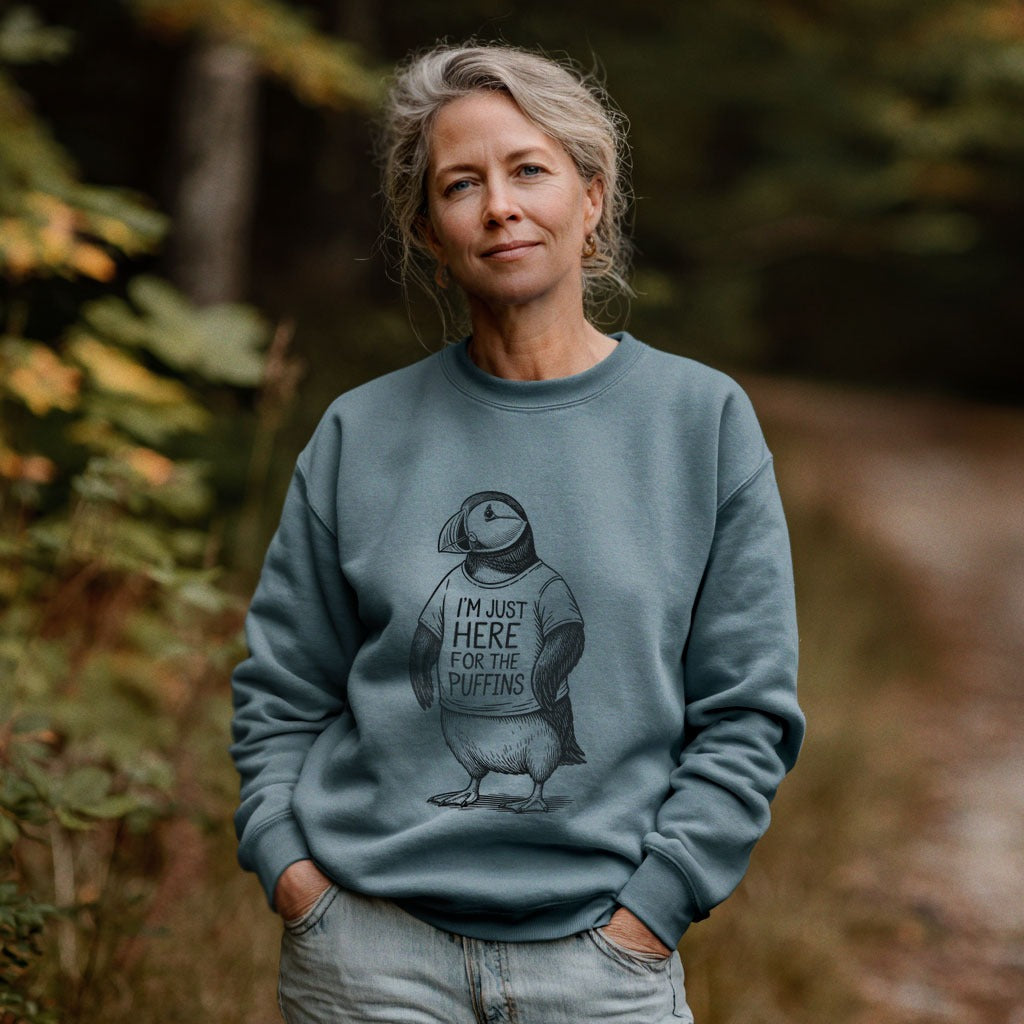I'm Just Here for the Puffins Crewneck Sweatshirt