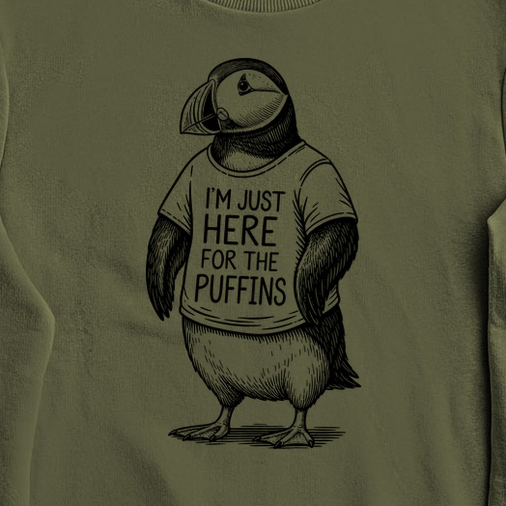 I'm Just Here for the Puffins Crewneck Sweatshirt