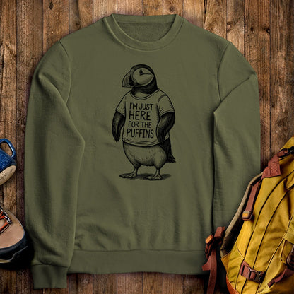 I'm Just Here for the Puffins Crewneck Sweatshirt