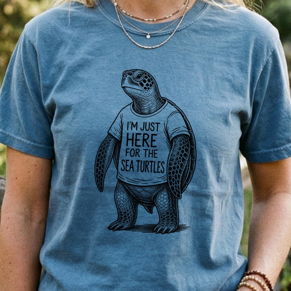 I'm Just Here for the Turtles Cotton T-Shirt