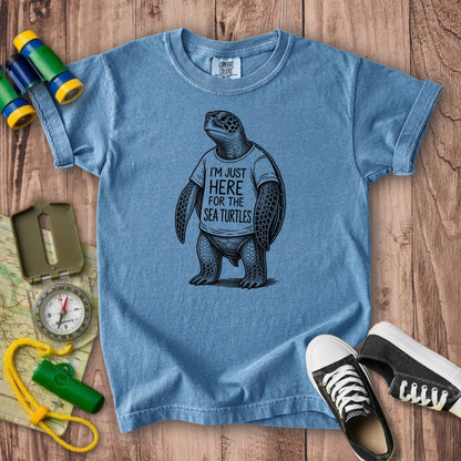 I'm Just Here for the Turtles Kids Cotton T-Shirt