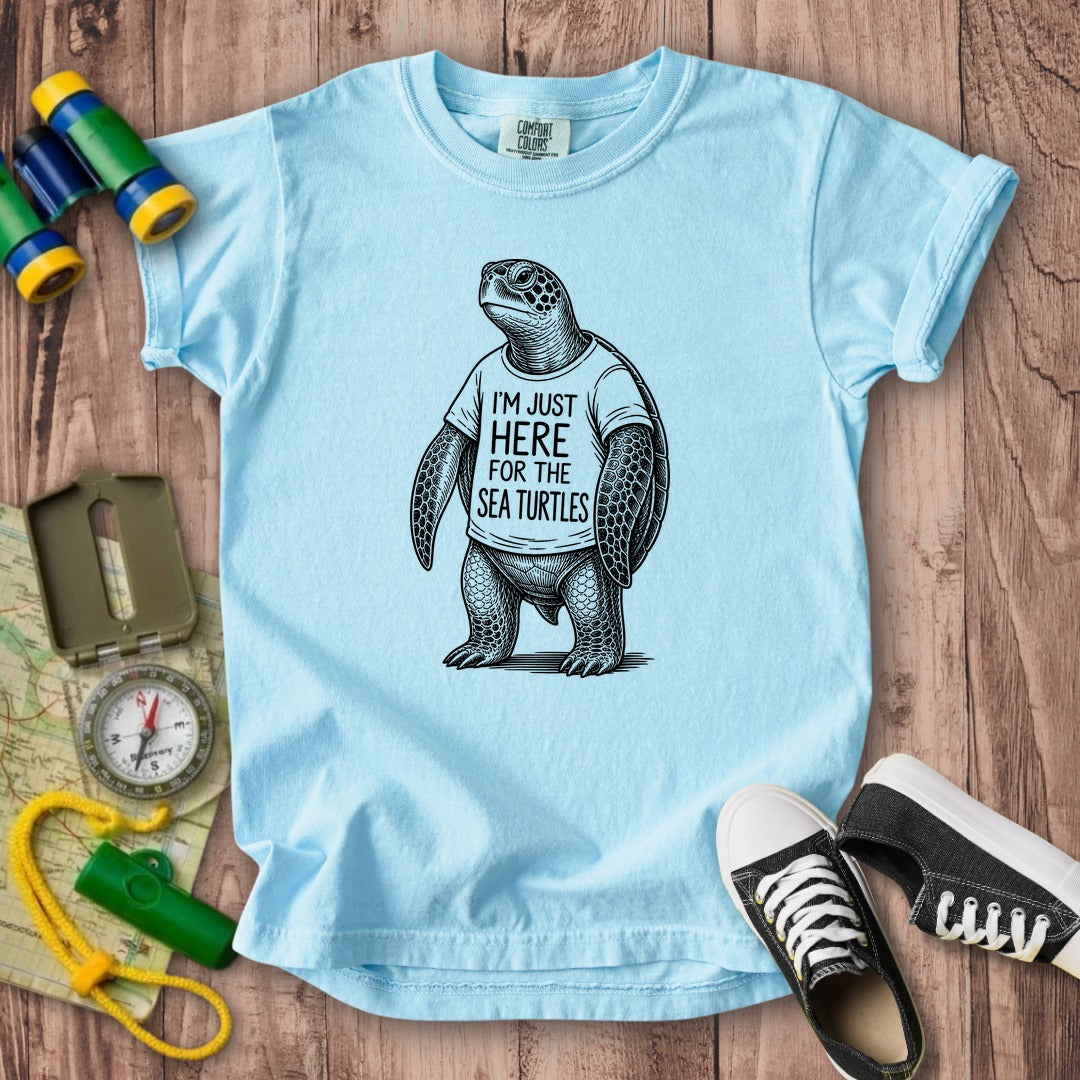 I'm Just Here for the Turtles Kids Cotton T-Shirt
