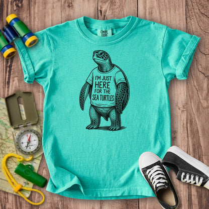 I'm Just Here for the Turtles Kids Cotton T-Shirt