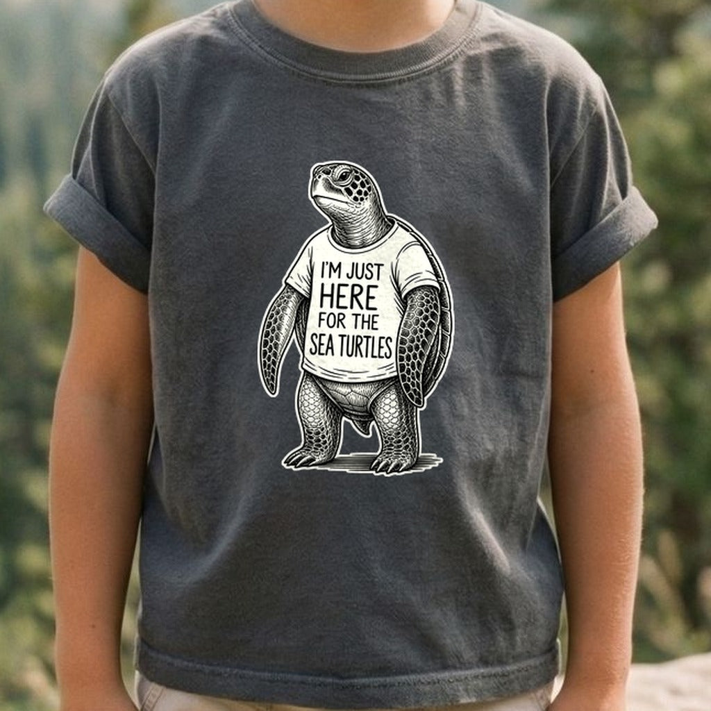 I'm Just Here for the Turtles Kids Cotton T-Shirt