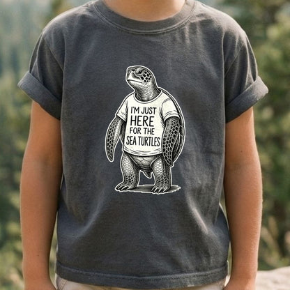 I'm Just Here for the Turtles Kids Cotton T-Shirt