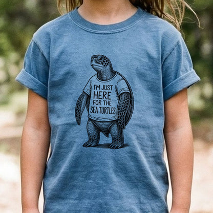 I'm Just Here for the Turtles Kids Cotton T-Shirt