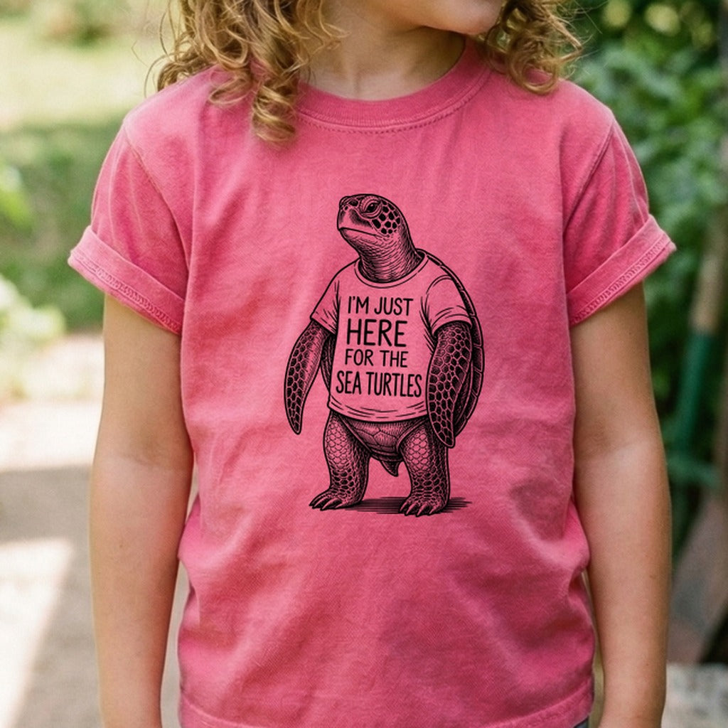 I'm Just Here for the Turtles Kids Cotton T-Shirt