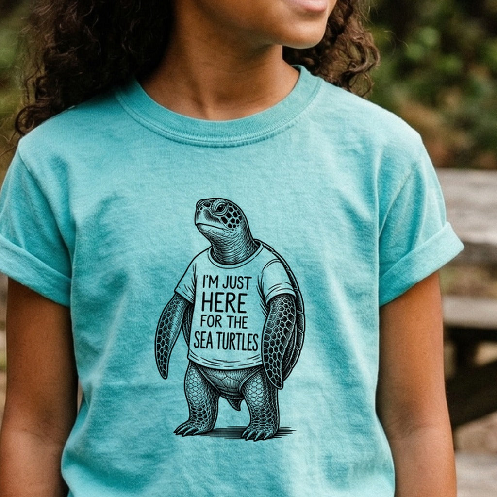 I'm Just Here for the Turtles Kids Cotton T-Shirt