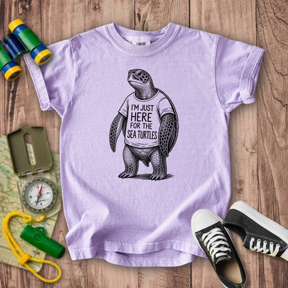 I'm Just Here for the Turtles Kids Cotton T-Shirt