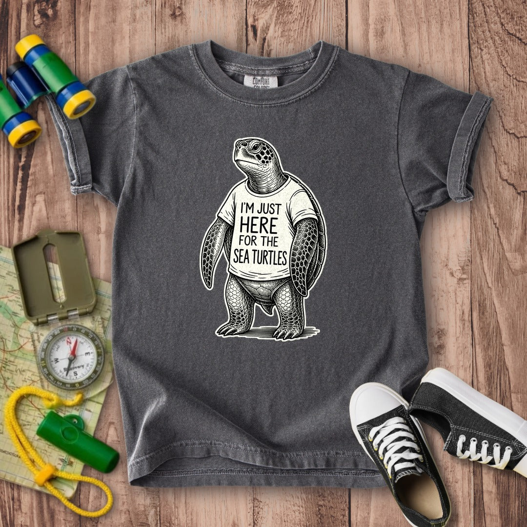I'm Just Here for the Turtles Kids Cotton T-Shirt