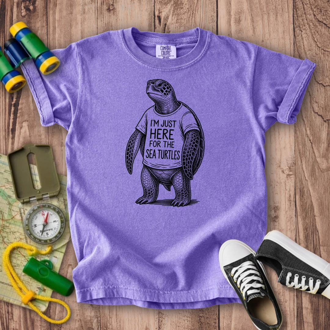 I'm Just Here for the Turtles Kids Cotton T-Shirt