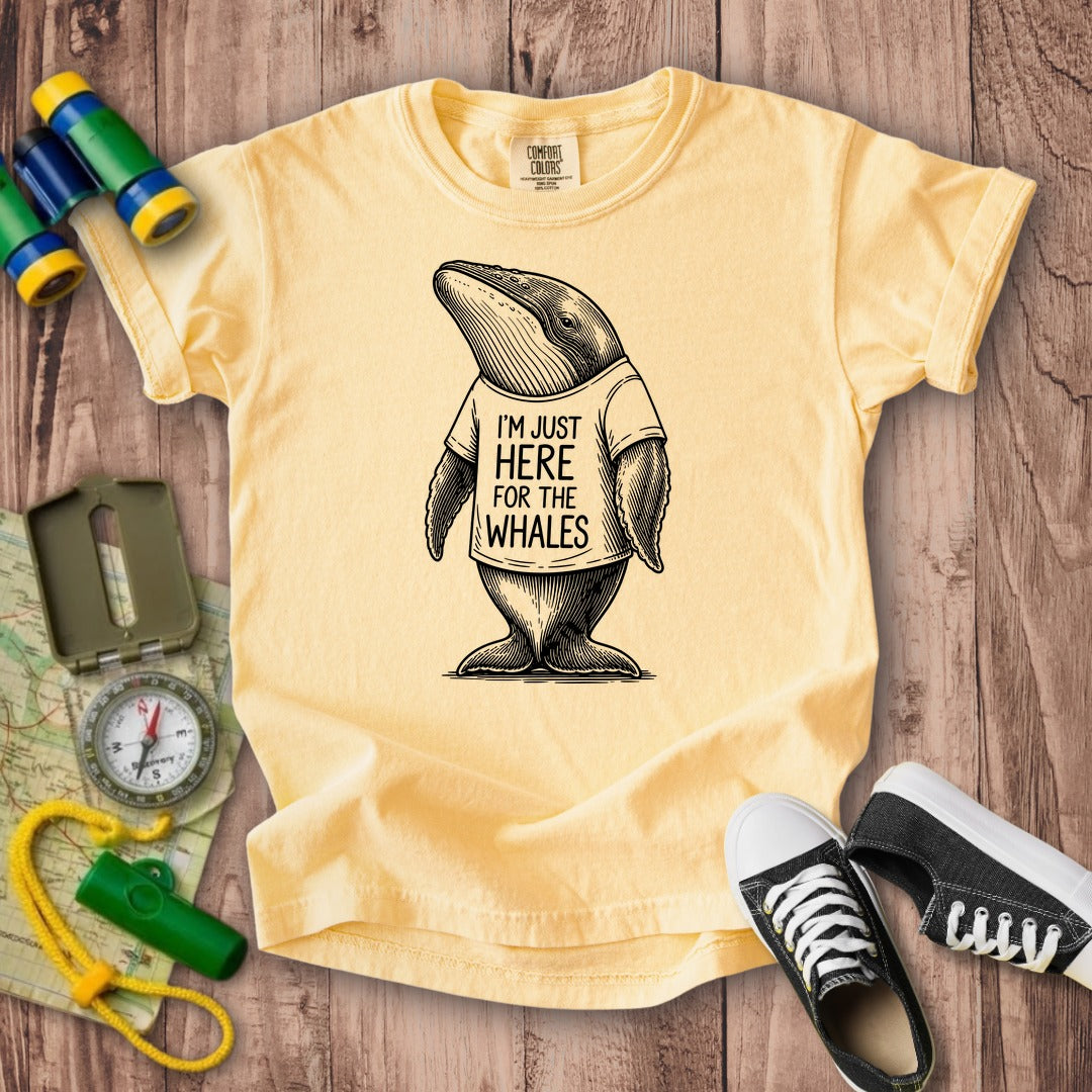 I'm Just Here for the Whales Kids Cotton T-Shirt