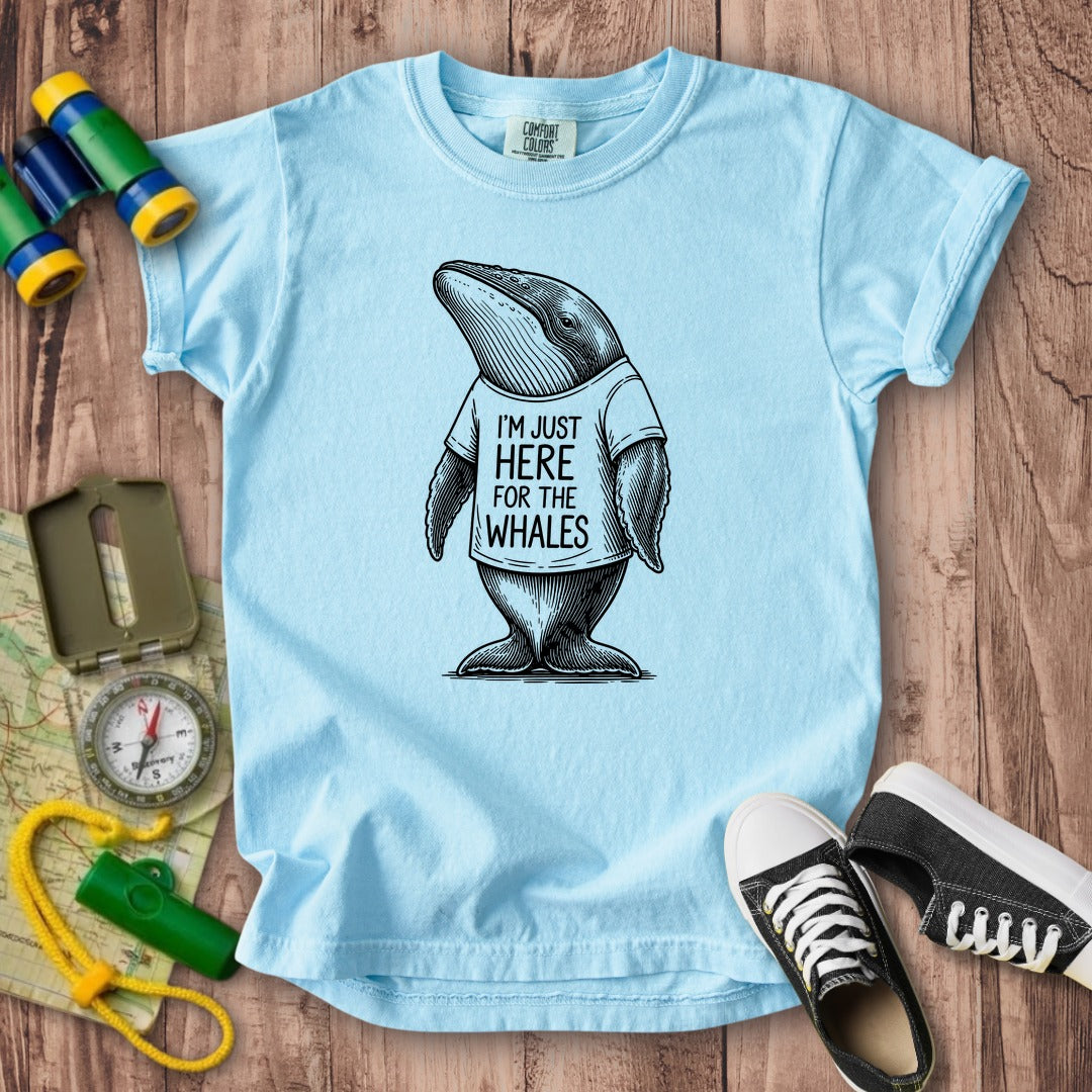 I'm Just Here for the Whales Kids Cotton T-Shirt