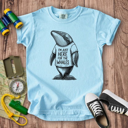 I'm Just Here for the Whales Kids Cotton T-Shirt