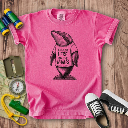 I'm Just Here for the Whales Kids Cotton T-Shirt