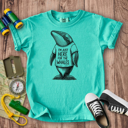 I'm Just Here for the Whales Kids Cotton T-Shirt