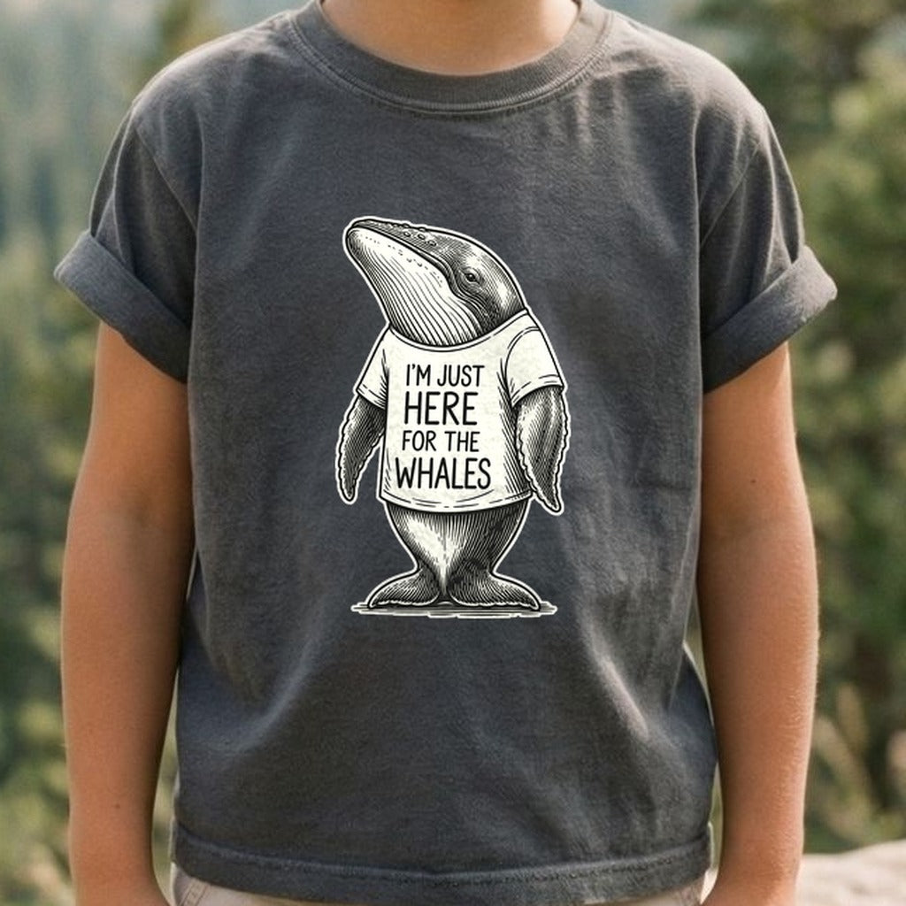 I'm Just Here for the Whales Kids Cotton T-Shirt