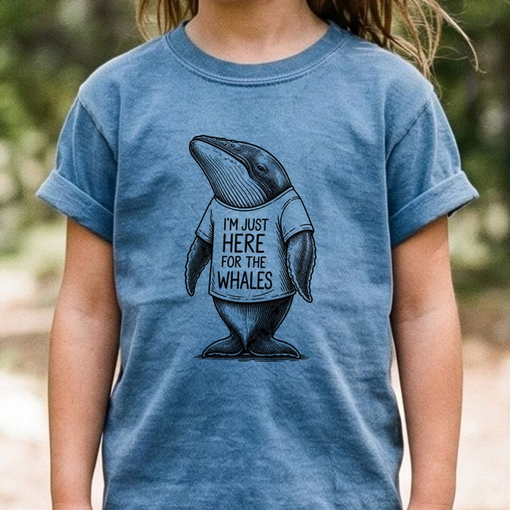I'm Just Here for the Whales Kids Cotton T-Shirt