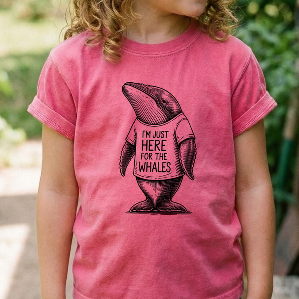 I'm Just Here for the Whales Kids Cotton T-Shirt
