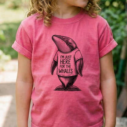 I'm Just Here for the Whales Kids Cotton T-Shirt