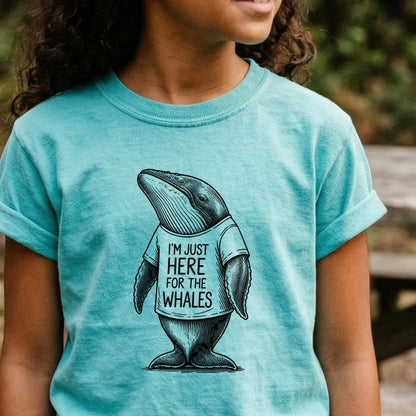 I'm Just Here for the Whales Kids Cotton T-Shirt