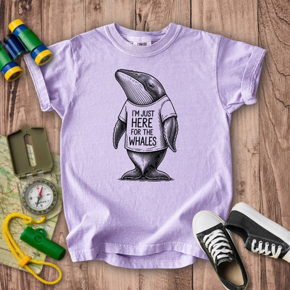 I'm Just Here for the Whales Kids Cotton T-Shirt