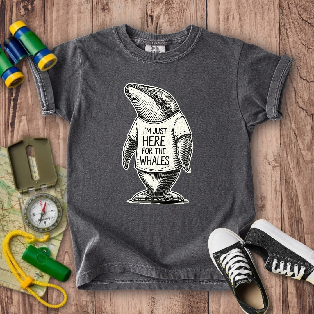 I'm Just Here for the Whales Kids Cotton T-Shirt