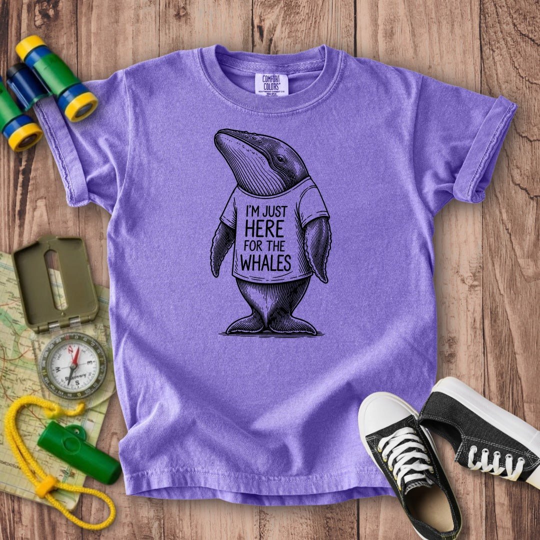 I'm Just Here for the Whales Kids Cotton T-Shirt