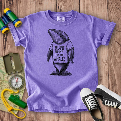 I'm Just Here for the Whales Kids Cotton T-Shirt
