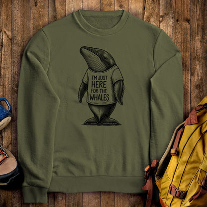 I'm Just Here for the Whales Crewneck Sweatshirt