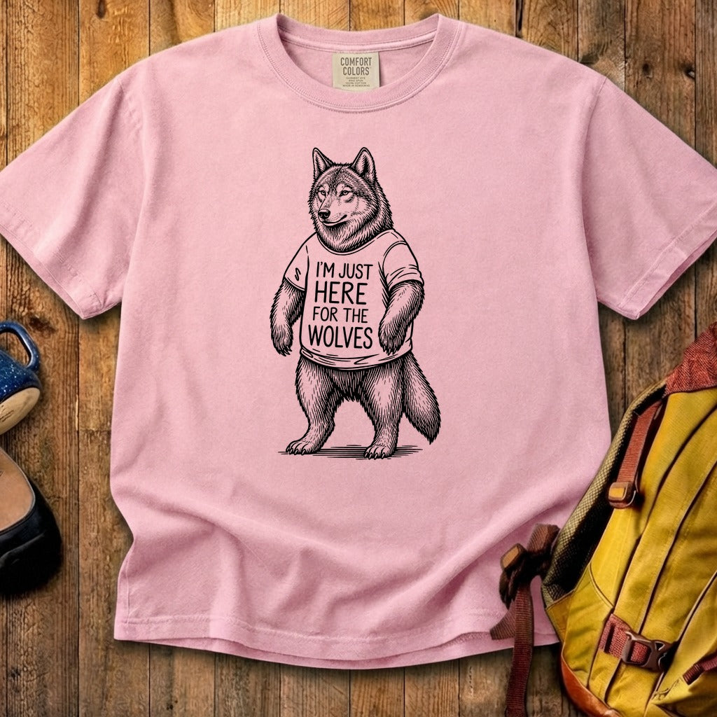 I'm Just Here for the Wolves Cotton T-Shirt